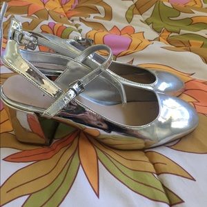 Chunky silver heels